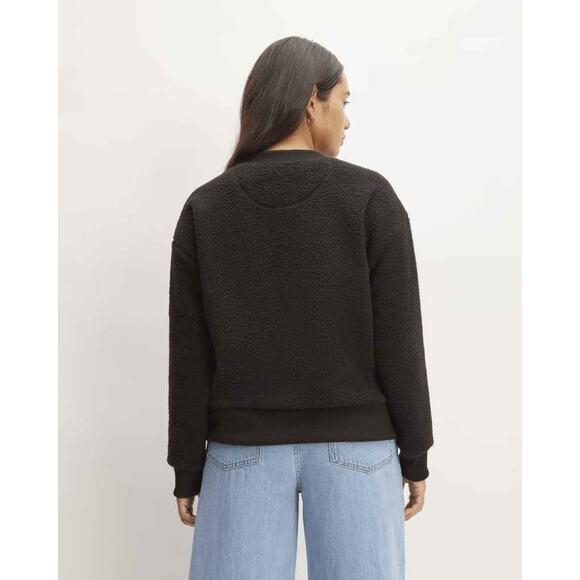 NWT Everlane Womens Black The ReNew Fleece Oversized Crew Sweatshirt Size XS - Picture 2 of 6